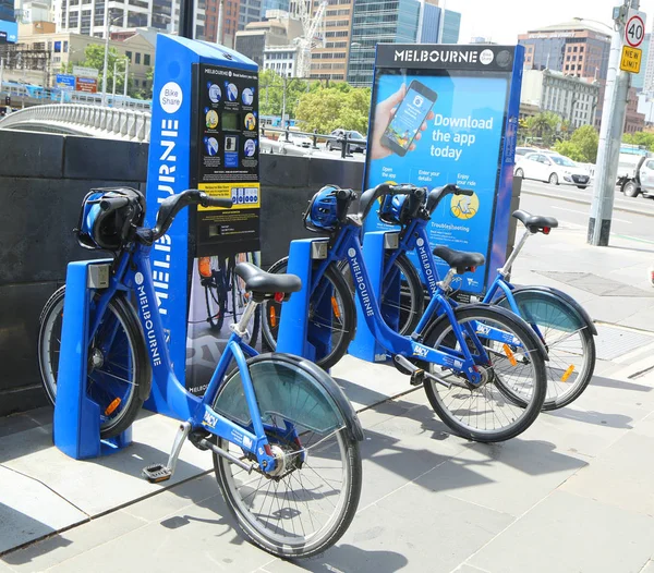 Melbourne Australië Januari 2019 Melbourne Bike Share Station Melbourne Bike — Stockfoto