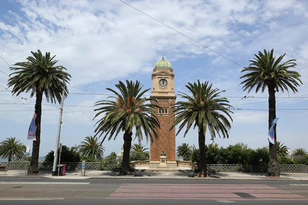 Kilda Australia Enero 2019 Torre Del Reloj Busto Bronce Conmemoran — Foto de Stock