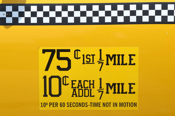 New York City taxi rates decal. This rate was in effect from March 1977 till July 1979