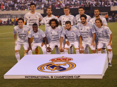 Doğu RUTHERFORD, NJ - 26 Temmuz 2019: MetLife Stadyumu 'nda oynanan 2019 Uluslararası Şampiyonlar Kupası karşılaşmasında Real Madrid ile karşılaştı. Real Madrid 3-7 yenildi