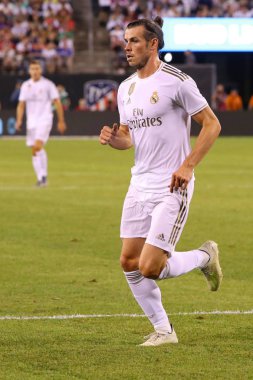 East Rutherford, Nj - 26 Temmuz 2019: Real Madrid'den Gareth Bale, Metlife stadyumunda düzenlenen 2019 Uluslararası Şampiyonlar Kupası'nda Atletico de Madrid ile oynanan maçta #11. Real Madrid 3-7 kaybetti