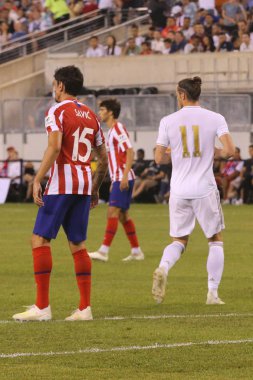 East Rutherford, Nj - 26 Temmuz 2019: Real Madrid'den Gareth Bale, Metlife stadyumunda düzenlenen 2019 Uluslararası Şampiyonlar Kupası'nda Atletico de Madrid ile oynanan maçta #11. Real Madrid 3-7 kaybetti