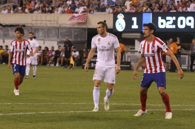 East Rutherford, Nj - 26 Temmuz 2019: Real Madrid'den Gareth Bale, Metlife stadyumunda düzenlenen 2019 Uluslararası Şampiyonlar Kupası'nda Atletico de Madrid ile oynanan maçta #11. Real Madrid 3-7 kaybetti