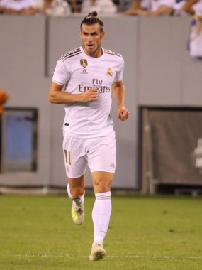 East Rutherford, Nj - 26 Temmuz 2019: Real Madrid'den Gareth Bale, Metlife stadyumunda düzenlenen 2019 Uluslararası Şampiyonlar Kupası'nda Atletico de Madrid ile oynanan maçta #11. Real Madrid 3-7 kaybetti