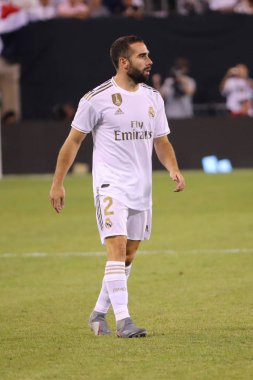 East Rutherford, Nj - 26 Temmuz 2019: Real Madrid'den Dani Carvajal, Metlife stadyumunda düzenlenen 2019 Uluslararası Şampiyonlar Kupası'nda Atletico de Madrid ile oynanan maçta #2. Real Madrid 3-7 kaybetti