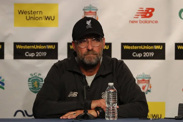 Nova Iorque Julho 2019 Gerente Liverpool Jurgen Klopp Durante Conferência — Fotografia de Stock