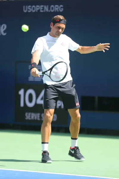 Nova Iorque Agosto 2019 Campeão Grand Slam Roger Federer Suíça — Fotografia de Stock