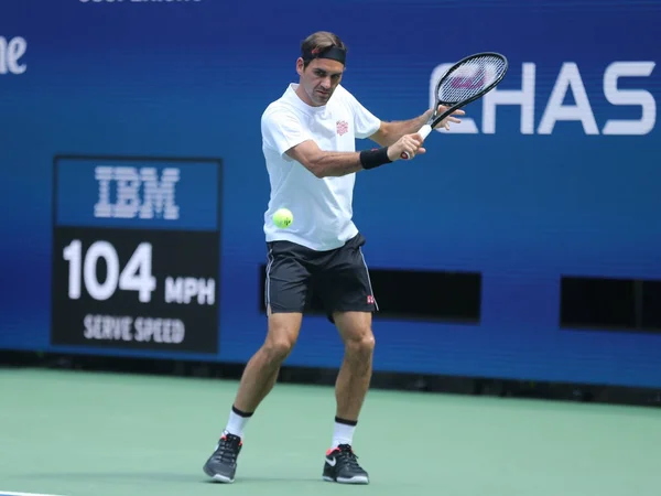 Nowy Jork Sierpnia 2019 Krotny Mistrz Wielkiego Szlema Roger Federer — Zdjęcie stockowe
