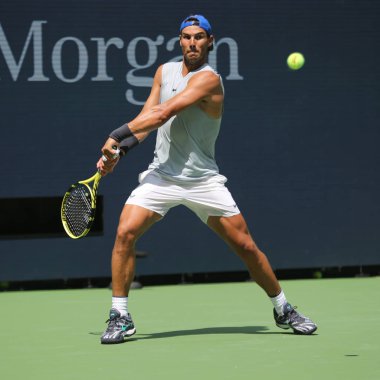 New York - 20 Ağustos 2019: Billie Jean King Ulusal Tenis Merkezi'nde düzenlenen 2019 Abd Açık'ta İspanya'nın 18 grand slam şampiyonu Rafael Nadal