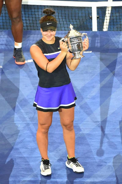 Nova Iorque Setembro 2019 2019 Open Champion Bianca Andreescu Canada — Fotografia de Stock