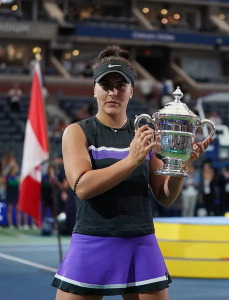 Nova Iorque Setembro 2019 2019 Open Champion Bianca Andreescu Canada — Fotografia de Stock