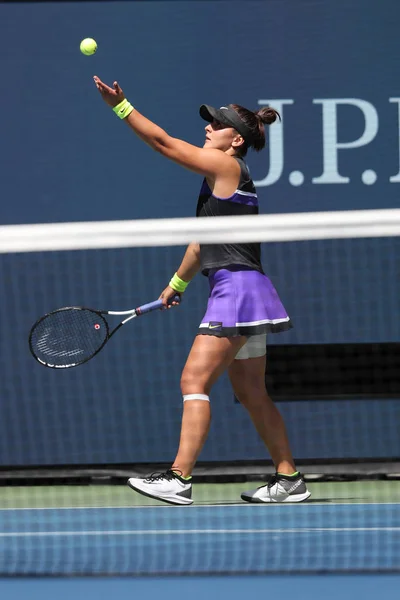 New York August 2019 Jucătorul Profesionist Tenis Bianca Andreescu Din — Fotografie, imagine de stoc