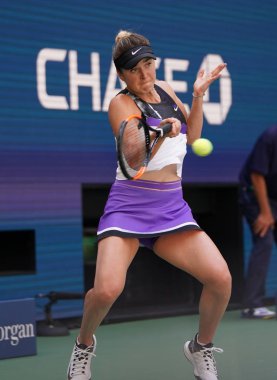 New York - 3 Eylül 2019: Profesyonel tenisçi Elina Svitolina, New York'taki Billie Jean King Ulusal Tenis Merkezi'nde 2019 ABD Açık çeyrek final maçında ukraynalı