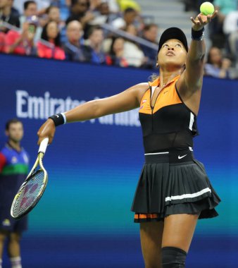 New York - 31 Ağustos 2019: Grand Slam Şampiyonu Japon Naomi Osaka, Billie Jean King Ulusal Tenis Merkezi'nde 2019 Abd Açık üçüncü tur maçında 
