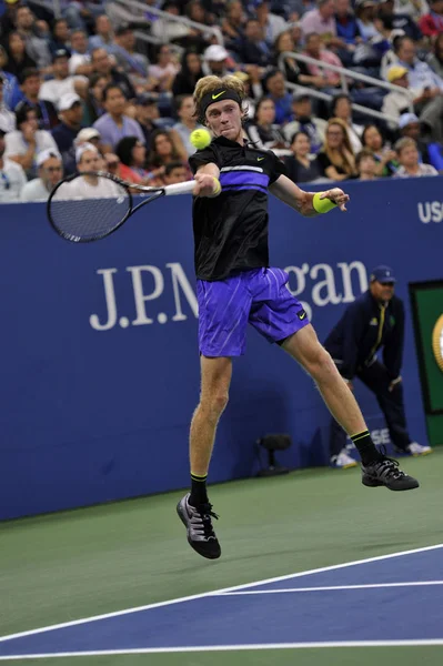 New York September 2019 Professionell Tennisspelare Andrey Rublev Ryssland Aktion — Stockfoto