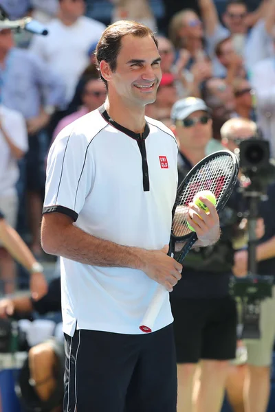 Nova Iorque Setembro 2019 Campeão Grand Slam Roger Federer Suíça — Fotografia de Stock