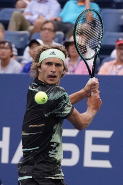 New York - 31 Ağustos 2019: Profesyonel tenisçi Alexander Zverev, Billie Jean King Ulusal Tenis Merkezi'nde 2019 Abd Açık üçüncü tur maçında almanya'nın en iyi oyuncusu 