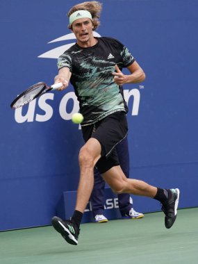 New York - 31 Ağustos 2019: Profesyonel tenisçi Alexander Zverev, Billie Jean King Ulusal Tenis Merkezi'nde 2019 Abd Açık üçüncü tur maçında almanya'nın en iyi oyuncusu 