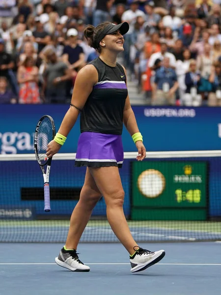 Nueva York Septiembre 2019 Campeona Estadounidense Bianca Andreescu Canadá Celebra — Foto de Stock