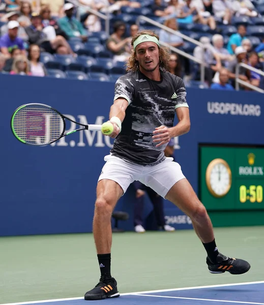 New York Sierpnia 2019 Profesjonalny Tenisista Stefanos Tsitsipas Grecji Akcji — Zdjęcie stockowe