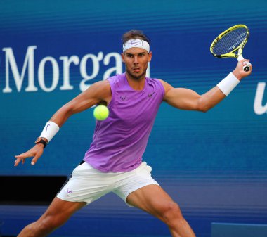 New York - 31 Ağustos 2019 Grand Slam şampiyonu İspanyol Rafael Nadal, New York 'taki Billie Jean King Ulusal Tenis Merkezi' nde oynanan 2019 US Open üçüncü tur karşılaşmasında
