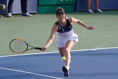 New York - 27 Ağustos 2019: Ukraynalı profesyonel tenisçi Elina Svitolina, New York 'taki Billie Jean King Ulusal Tenis Merkezi' nde oynanan 2019 Amerika Açık ilk tur karşılaşmasında