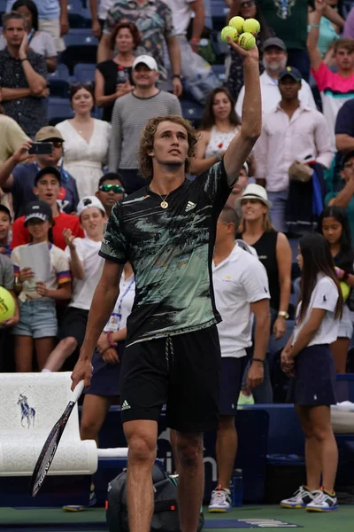 Nova Iorque Agosto 2019 Tenista Profissional Alexander Zverev Alemanha Celebra — Fotografia de Stock