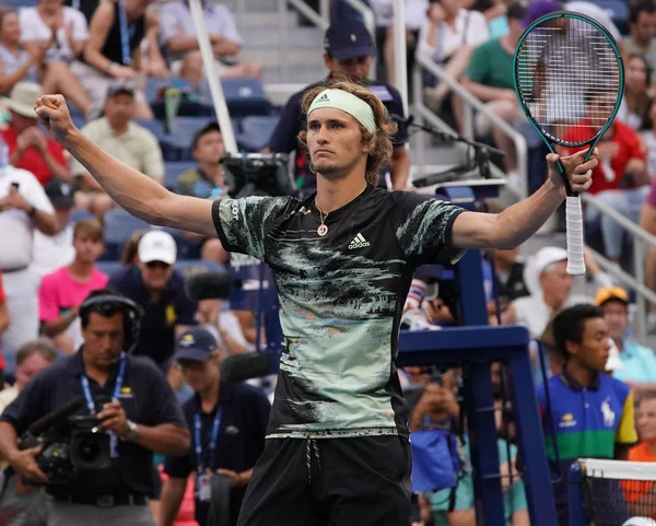 New York August 2019 Der Deutsche Tennisprofi Alexander Zverev Feiert — Stockfoto