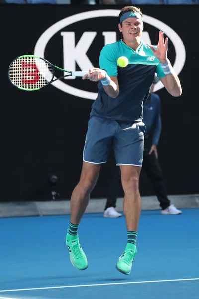 Melbourne Australia Enero 2019 Tenista Profesional Milos Raonic Canadá Acción — Foto de Stock