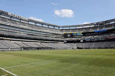East Rutherford, Nj - 25 Temmuz 2019: Metlife Stadyumu, Real Madrid ile Atletico de Madrid arasındaki futbol maçına hazır. 