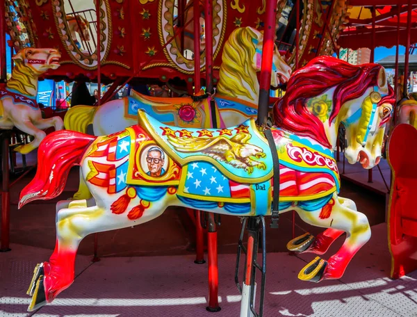 Pferde Auf Einem Coney Island Karussell Luna Park Der Historischen — Stockfoto