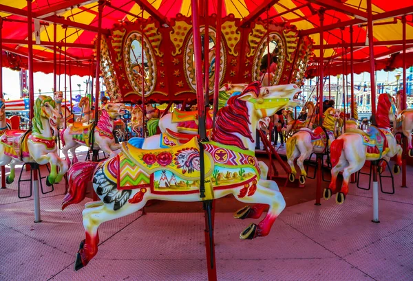 Hästar Coney Island Karusell Luna Park Historiska Coney Island Boardwalk — Stockfoto