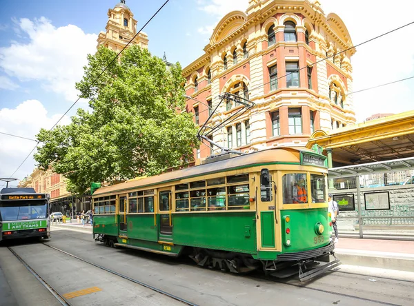 Melbourne Australie Janvier 2019 Tram Vintage Classe Tramway Gratuit Adresse — Photo