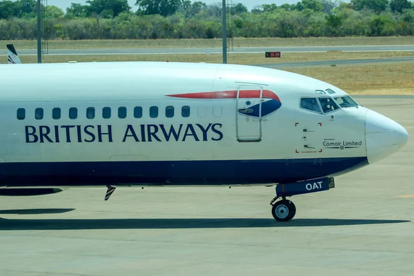 Livingstone Zambia Ottobre 2018 Aereo British Airways Asfalto All Aeroporto — Foto Stock