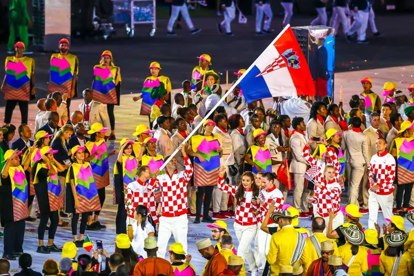 Rio Janeiro Brasilien August 2016 Die Kroatische Olympiamannschaft Marschierte Zur — Stockfoto