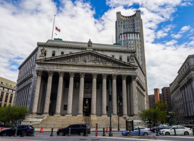 NEW YORK - 4 Mayıs 2020: New York Şehir Merkezi Manhattan Mahallesi Foley Meydanı 'ndaki New York Yüksek Mahkemesi