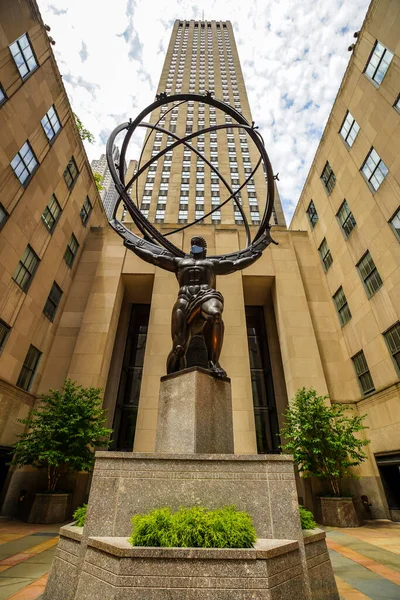 New York City July 2020 Atlas Statue Lee Lawrie Face — 스톡 사진