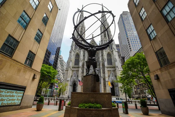 Nova Cidade Iorque Julho 2020 Estátua Atlas Lee Lawrie Catedral — Fotografia de Stock