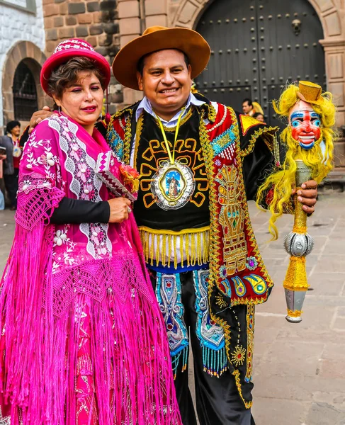 Cusco Peru Ekim 2016 Geleneksel Kıyafetlerin Kimliği Belirsiz Katılımcıları Cusco — Stok fotoğraf