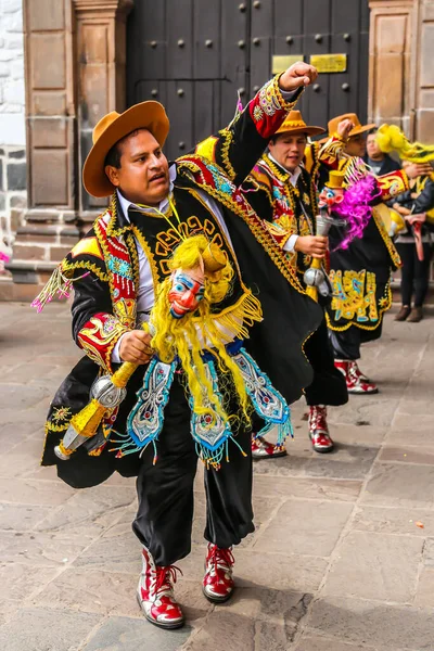 Cusco Peru Ekim 2016 Geleneksel Kıyafetlerin Kimliği Belirsiz Katılımcıları Cusco — Stok fotoğraf