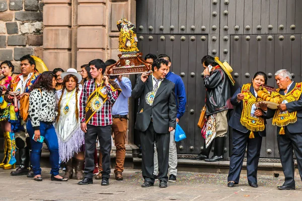 Cusco Peru Ekim 2016 Geleneksel Kıyafetlerin Kimliği Belirsiz Katılımcıları Cusco — Stok fotoğraf