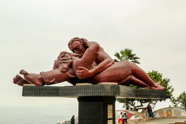 Beso Sculpture Baiser Dans Parque Del Amor Bord Océan Pacifique — Photo