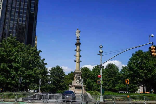 Statue Christopher Columbus New York City Nypd Guards Columbus Circle — Stock Photo, Image