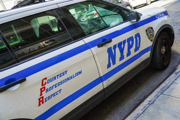 New York July 2020 Nypd Car Providing Security Midtown Manhattan — Stock Photo, Image