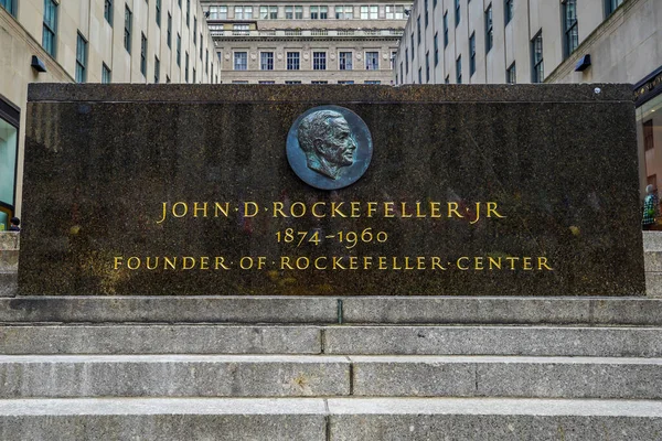 New York City Juli 2020 John Rockefeller Gedenkplaat Bij Rockefeller — Stockfoto