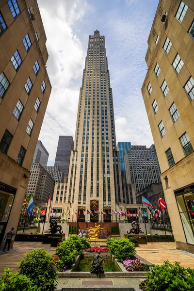 New York City July 2020 Building Rockefeller Plaza Midtown Manhattan — Stock Photo, Image