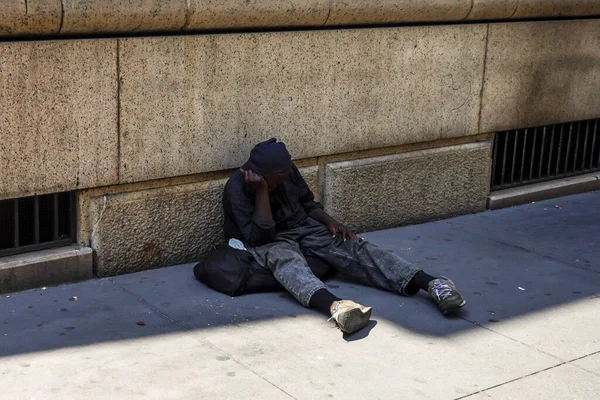 New York City July 2020 Homeless Man Columbus Circle Midtown — Stock Photo, Image