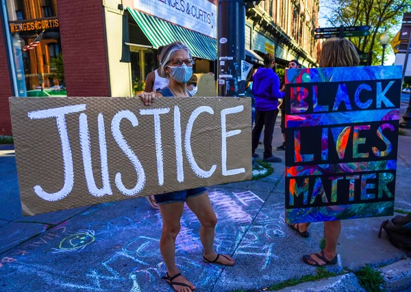 Saratoga Springs New York August 2020 Black Lives Matter Defund — 图库照片
