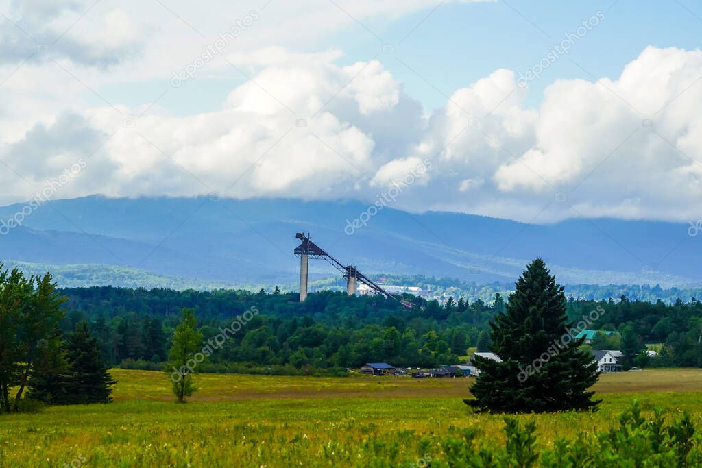 The Lake Placid Olympic Ski Jumping Complex in Lake Placid , New York. Training facility and 90 and 120 meter towers are open to the public to explore