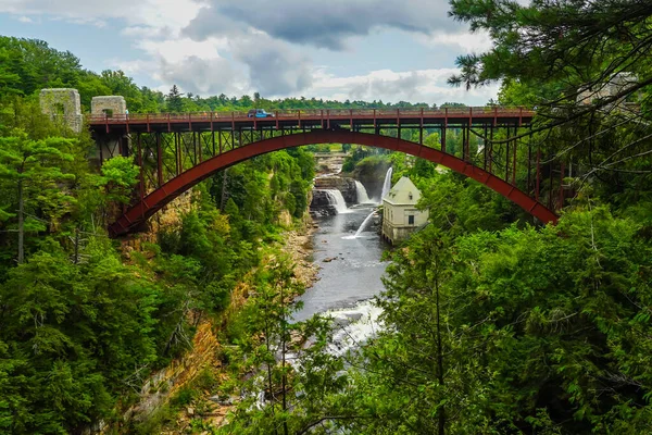 Bridge Rainbow Falls Ausable Chasm Upstate New York Gorge Two — Stock Photo, Image